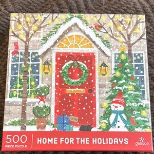 Galison Home for the Holidays 500 Piece Puzzle - Festive Red and Green